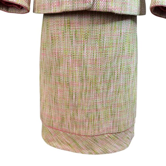 Sigrid Olsen 4P Two Piece Suit Pink Green Tweed Blazer Jacket & Skirt set - Picture 11 of 14